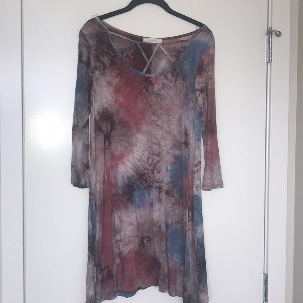 Multicolor/ tie die quarter sleeve shift dress